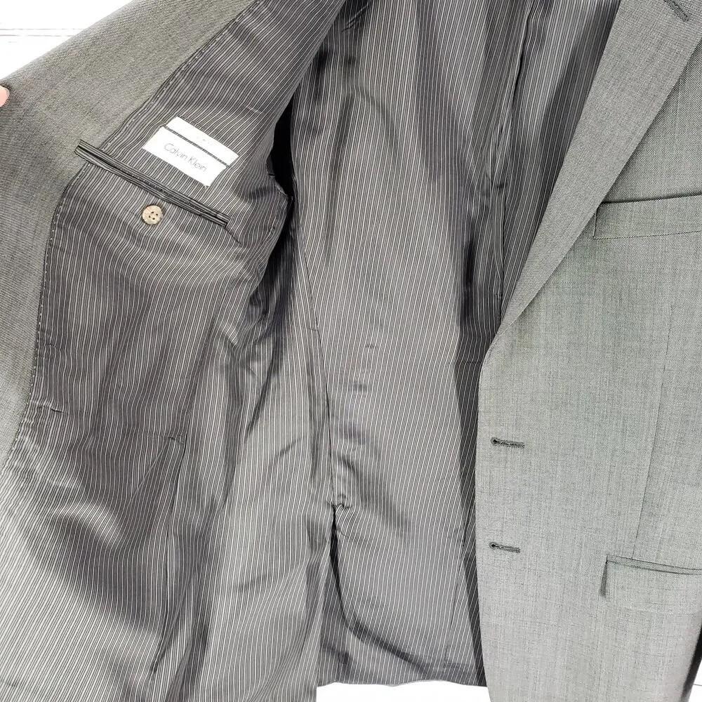 Calvin Klein Men's Gray Wool Slim Fit Sportscoat Blazer Jacket Size 42L
